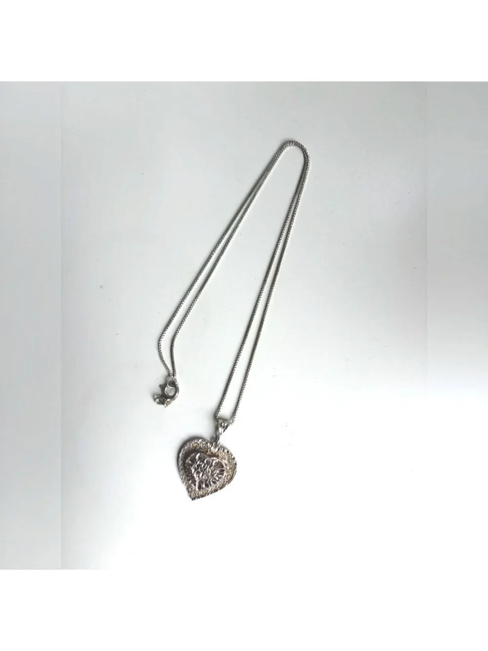 Sterling Silver Filigree Heart Pendant Necklace 925 Italy Box Chain